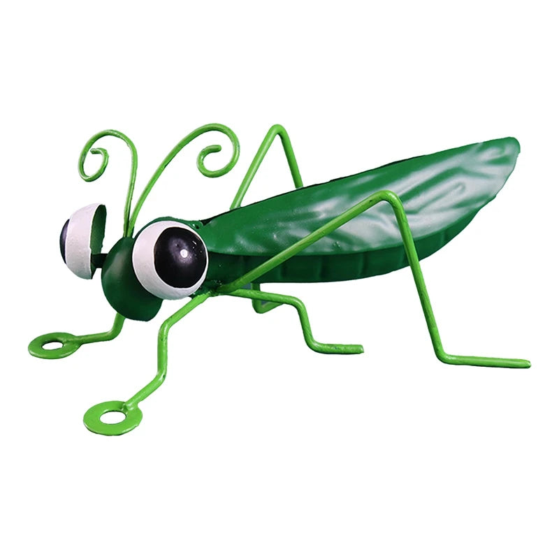 Garden Cute Metal Grasshopper Figurine Decor Outdoor Tree Wall Art Garden Grasshopper Statues Decoration For Yard Patio Backyard