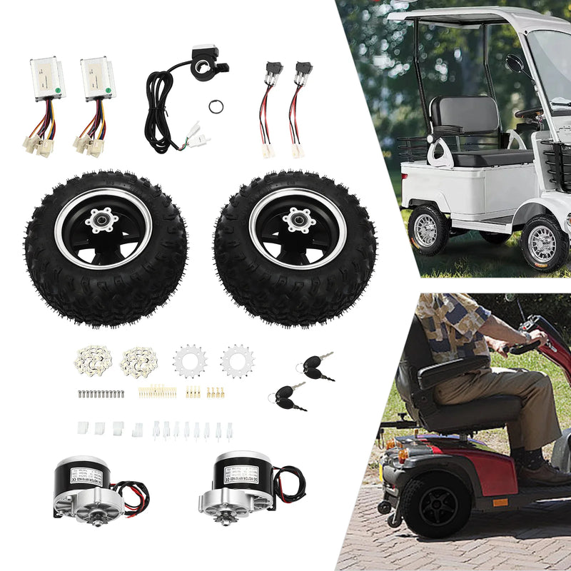 250W/24V 36V/350W Motor Drive Air Wheel Conversion Kit, 10Inch Double Wheel Set with Reverse Gear Switch and Thumb Throttle