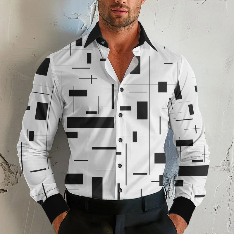 New Men's Long Sleeve Shirt Wave Button Casual Street | SAMAG