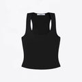 ANK Air Summer Top with Solid Color, Black and White Powder, Wide Shoulder Strap, I-Shaped Tank Top, Women's Sports, Daily Wear