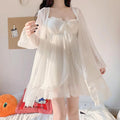 Elegant Sweet Simple Solid White Women Robe Gown Sets | SAMAG