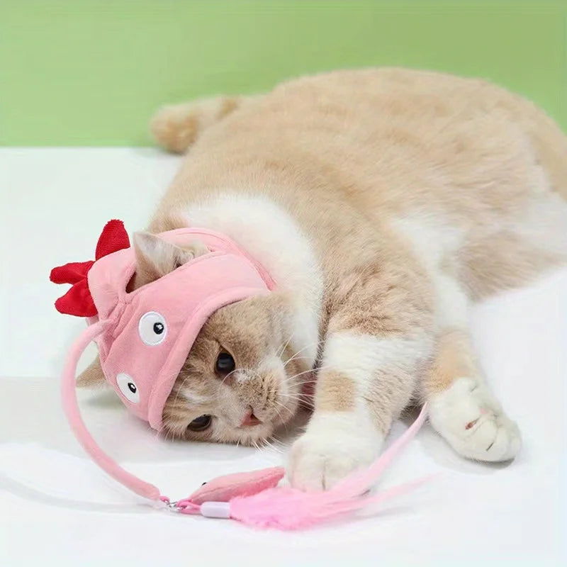 Adjustable Interactive Cat Headwear Toy - Pet Teaser Toy for Hours of Fun, Cat Cosplay Accessory