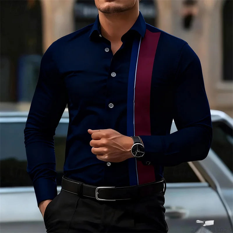 Men's fashionable contrast color striped long sleeve | SAMAG
