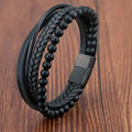 Charm Braid Rope Bracelet For Men Stainless Steel Magnetic Buckle Genuine Leather & Bangles Male Female - Visuel 15 | SAMAG