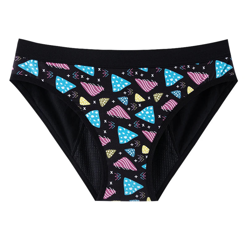 Teens Period Panties Printed Floral Fabric Girls Cotton Underwear 4-Layer Leakproof Heavy Flow Menstrual Panties Briefs