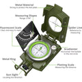Mulitifunctional High Precision Outdoor Survival Military Compass Camping Waterproof Metal with Fluorescent Geological Compass