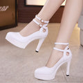 high quality leather shoe for women 11cm high heel platform point toe 32 33 42 43 elegant and fashion shoe black red white