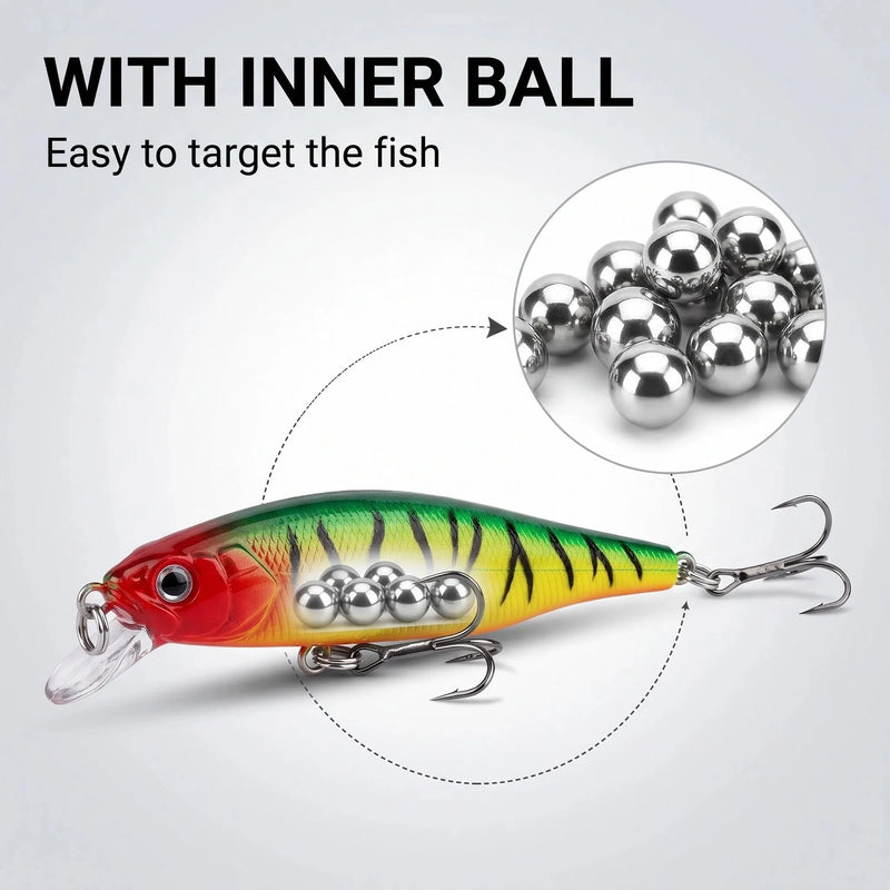 /Set 3D Crystal Minnow Glow in Dark Fishing Lure 95mm | SAMAG