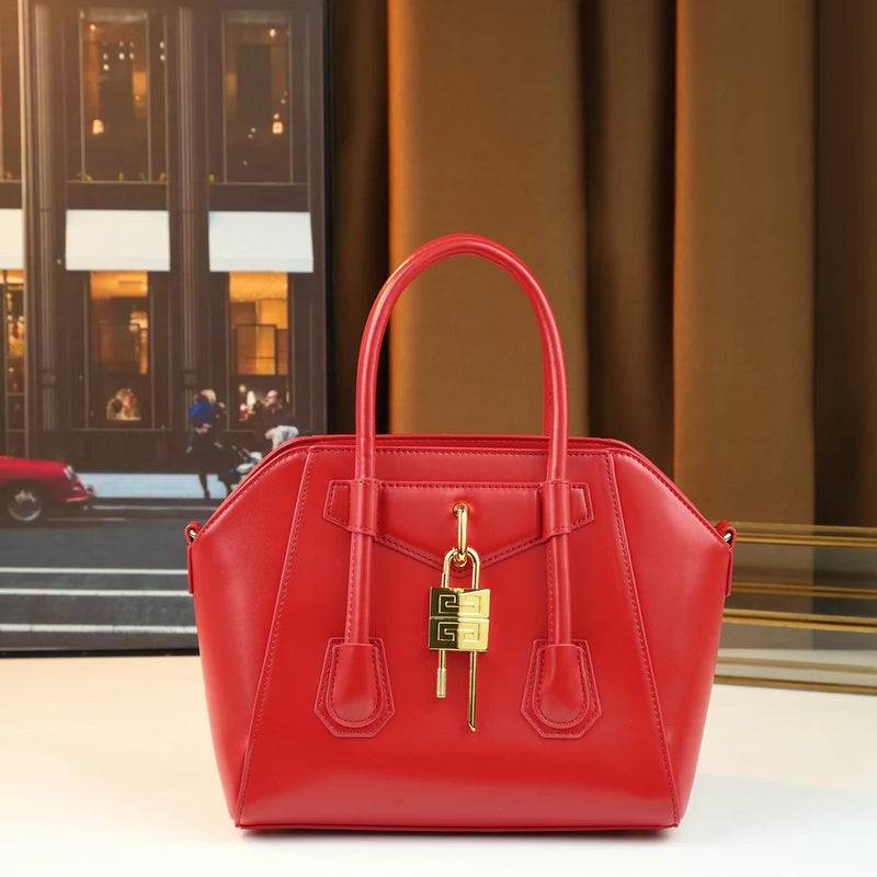 Simple casual metal lock tote 2026 new versatile large-capacity Boston bag
