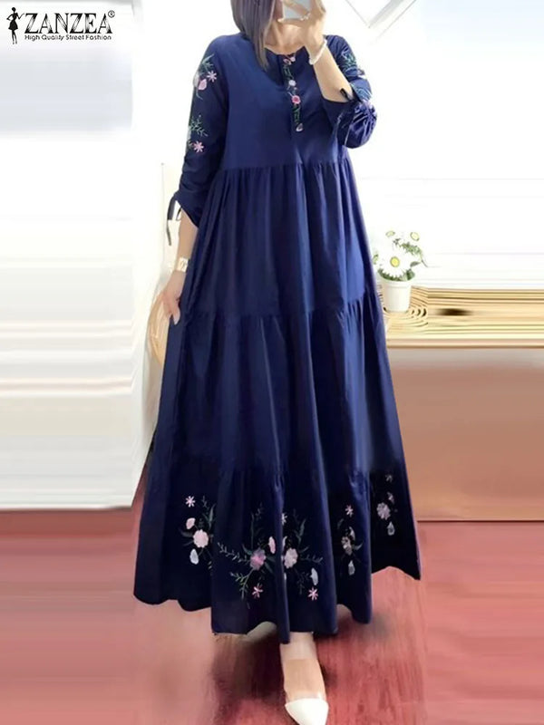 ZANZEA Woman Fashion Abaya Kaftan Muslim Dress Casual | SAMAG