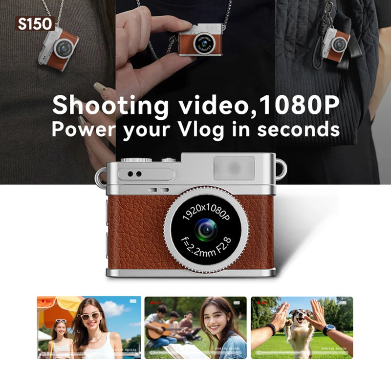 1080P HD Mini Camera 0.96-inch Screen Retro Digital Camera CCD Dynamic Video DV Camcorder Suitable for Travel, Sports etc.