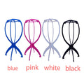 2PCS Folding Wig Stand Plastic Adjustable Portable Hat Display Stand Durable Mannequin Dummy Head Plastic Black, pink, blue