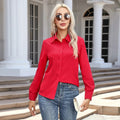 1pcs Woman Spring Autumn Solid color Shirts Lady Casual Long Sleeve Turn-down Collar Loose Shirt Female Fashion Temperament Tops