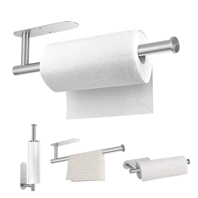 Adhesive Toilet Paper Holder Stainless Steel Tissue Hanger Waterproof Toilet Paper Stand Bathroom Accessories Paper Towels Hold