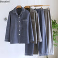 New 2026 Autumn and Winter Men's Pajamas Two Piece Set Nightwear Simple Solid Color Thick Pajamas Suit Pijama Loungewear for Men