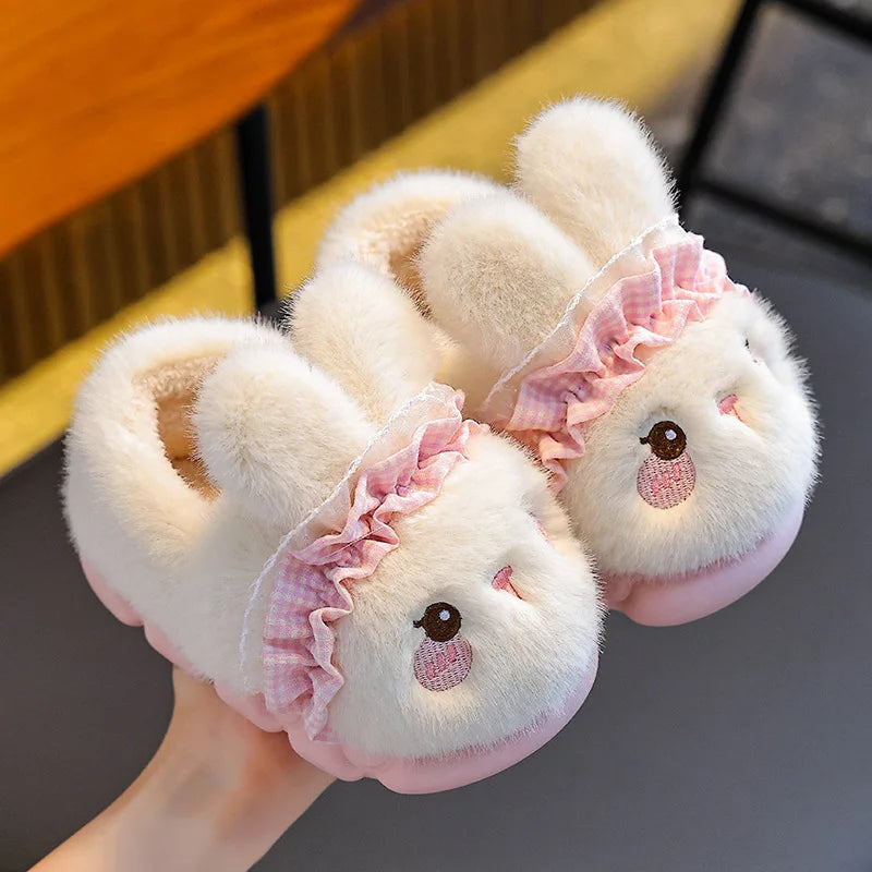 Women's Cotton Slippers Winter Indoor Home Warm and Velvet Household Parent-Child Wool Cotton Shoes Women Wear Outside Winter