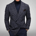 Casual Plaid Jacket Men Straight Leg Coat Green Youth Single Button Suit Collar Cotton Polyester Multi Pocket Grey Thickened ...