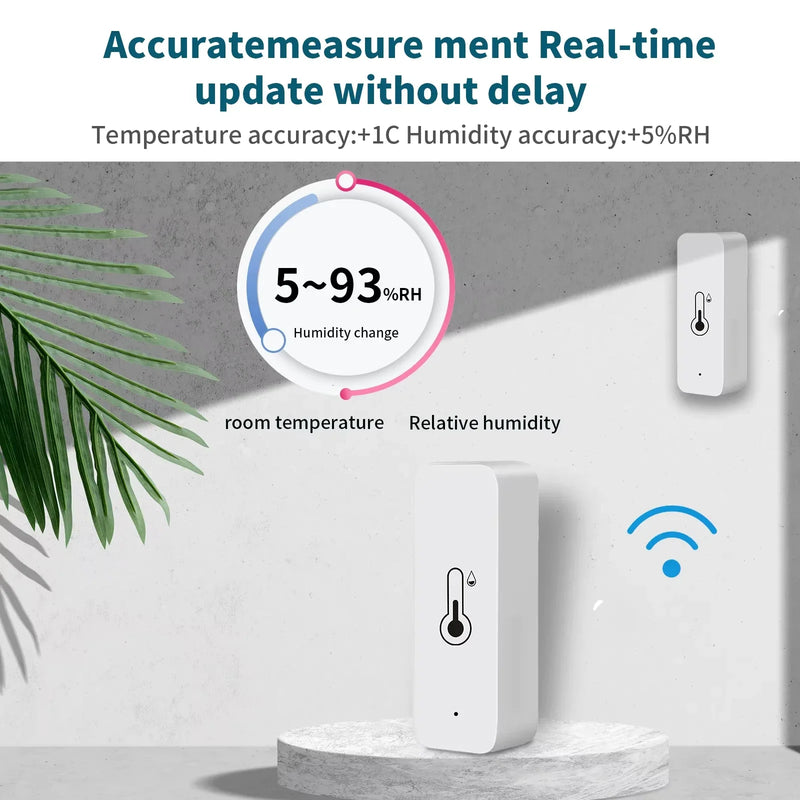 Support Tuya Zigbee 3.0 Temperature Humidity Sensor Smart Home Device work with Google Home Alexa for Environmental Monitoring