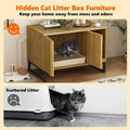 Modern Cat Box Enclosure Furniture Hidden Box with Scratch Pad Entryway Bench End Table Pet Bed for Cats