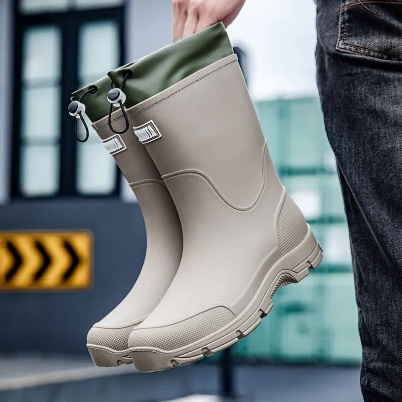 Rain Boots for Men Fishing Non-slip Man Shoes Cheap Middle Tube Water Shoes Outdoor Wear-resistant Garden Outdoor Work Shoes