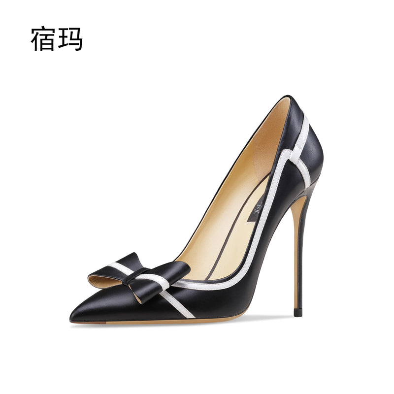 Women Pumps Black Slingbacks Women's 2026 Trend Butterfly-Knot High Heels Luxury Cinderella Pointed Toe Pumps Party Ladies Shoes