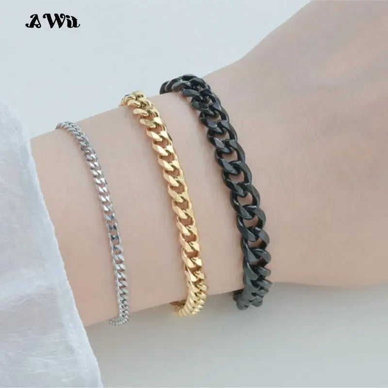 Fashion Stainless Steel Men Curb Cuban Chain Bracelet Women Bracelet On Hand For Couple Unisex Wrist Hand Jewelry Gift Party