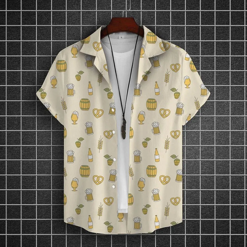 Hawaiian Shirt For Men 3d Beer Printed Short Sleeve Party | SAMAG
