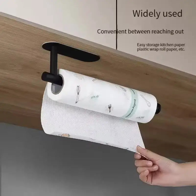 Stainless Steel Silver / Black Paper Towel Wipe Hanging Rack Can Store Cling Film Roll For The Kitchen - View 3 | SAMAG