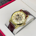 Elegant Men's Automatic Mechanical Watch with Skeleton Design - Leather Strap, Roman Numeral Dial, Automatic Movement, Perfect for Business and Casual Wear, Ideal Gift for Young Men, Business Casual Men's Watch | Skeleton Wat