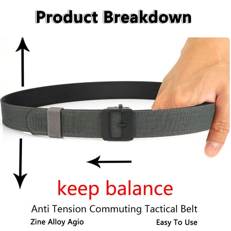 TUSHI Belt Hard Military Belt for Men and Women Tight Nylon Tactical Outdoor Belt Metal Automatic Buckle IPSC Belt Casual Girdle
