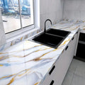 PVC 60cm waterproof marble self-adhesive wallpaper bathroom cabinet countertop contact paper waterproof wall sticker