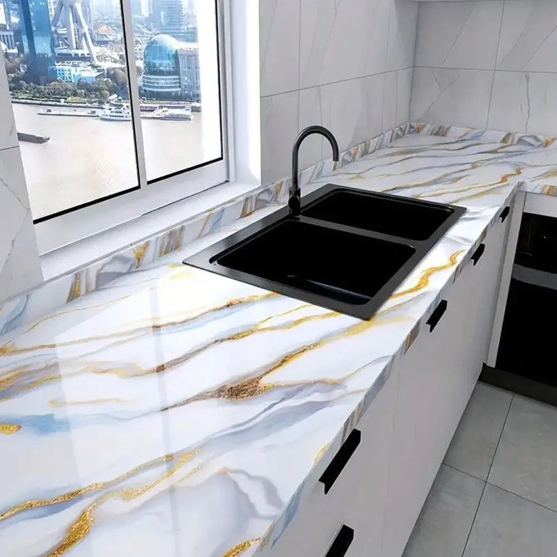 PVC 60cm waterproof marble self-adhesive wallpaper bathroom cabinet countertop contact paper waterproof wall sticker