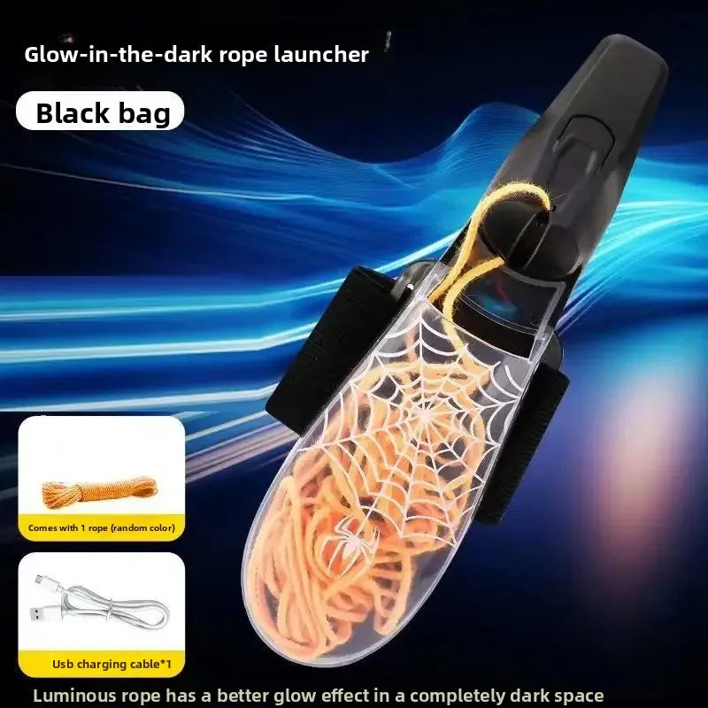 ZipString Luminous Rope Launcher Wristband Flying String Shooter Automatic Recoil Toy Night Glow Interactive Gift for Kids Pets