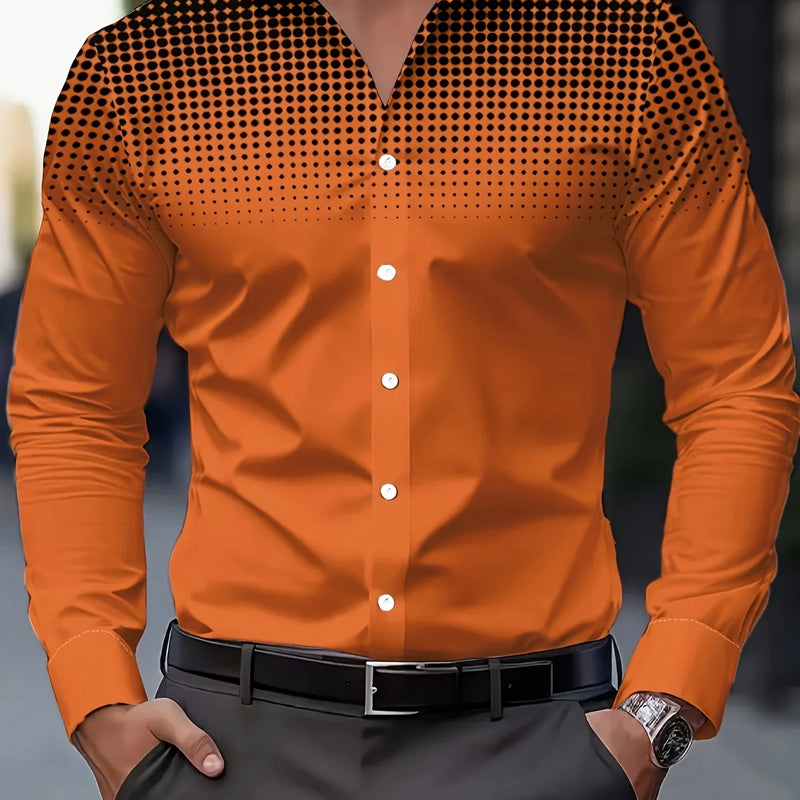 Men's Casual Long Sleeve Button-Up Shirt - Gradient Blue | SAMAG