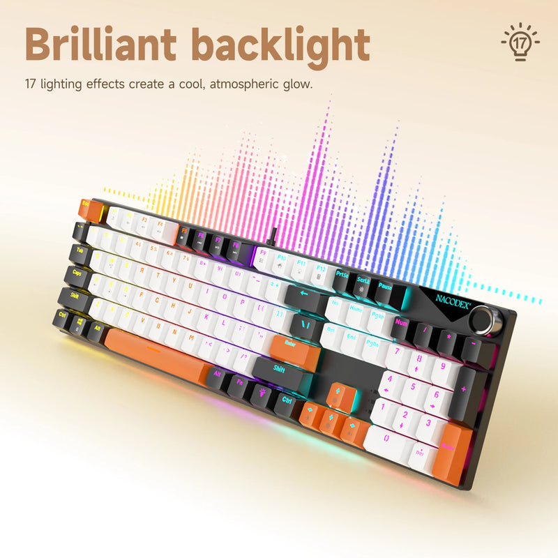 AJAZZ NK104 Mechanical Keyboard Wired Dual-Injection Keycaps 104 Hot-Swapping LED Hybrid Backlight Gamer Keyboard for Laptop PC