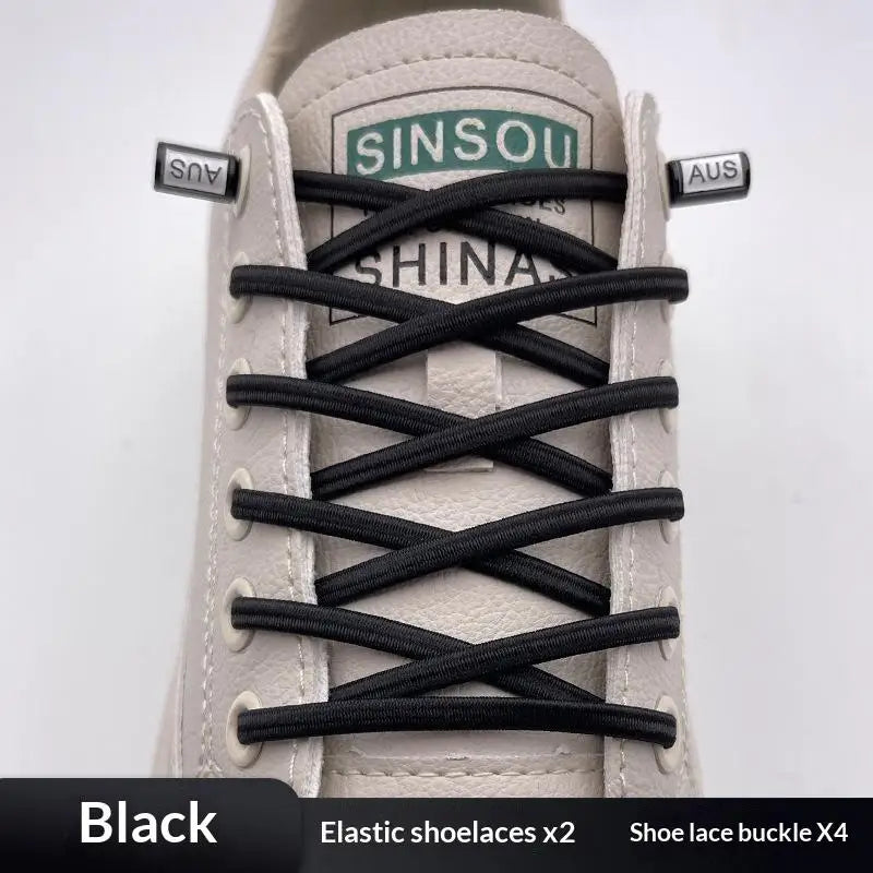 Elastic Lazy Shoelaces Thickened Round Quick Fit One Size Universal Sneaker Accessories For Adults Kids