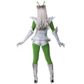 Women Alien Ladies Outer Space Alien Cosplay Outfit Metallic Silver Corset Green Bodysuit Costume for Halloween Carnival