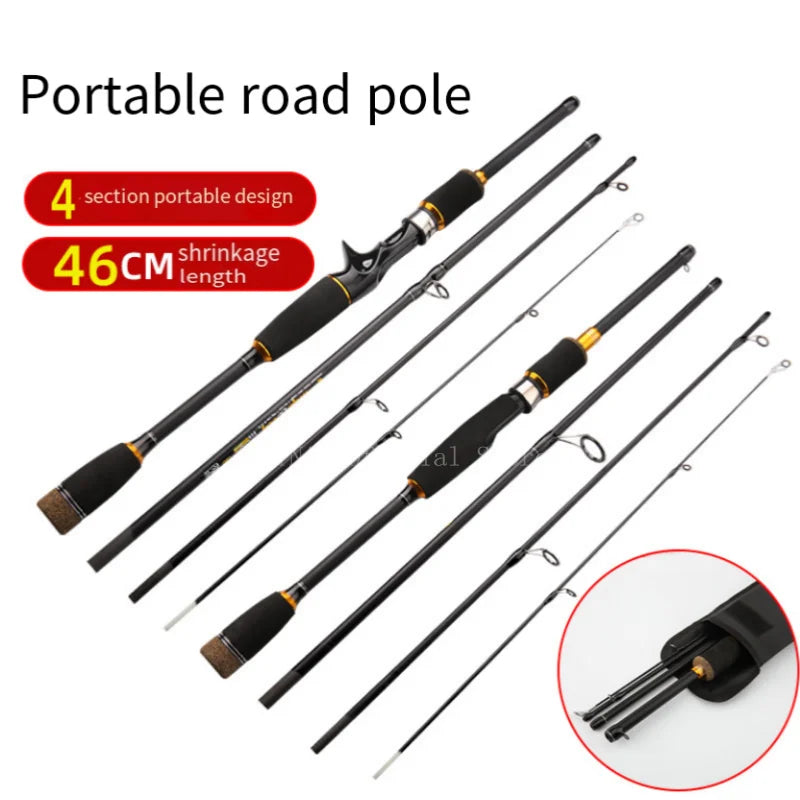 4 Section 2-40g Fishing Rod Carbon Fiber Lure Spinning Casting Fast Light Fishing Pole Bait Rod 1.65m 1.8m Fishing Tackle