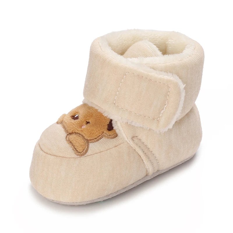 Winter Newborn Boys and Girls Cute Cartoon Cotton Shoes with Soft Sole and Warm Boots Preschool Walking Shoes  Winter Newborn