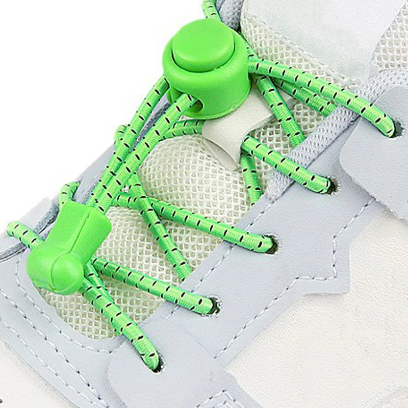 1 Pair Elastic Shoelaces Kit with Push Button Lock Stretch No Tie Shoe Laces for Running Sneakers Sports Shoes Adults Kids