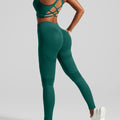 Women's Seamless Workout Set High Waisted Yoga Pants & Sports Bra with Removable Pads Booty Lifting for Running Training