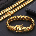 8 - 14mm Punk Rock Stainless Steel Rhombus Cuban MIami Link Chain Bracelets for Men Hip Hop Jewelry Gold - Visuel 2 | SAMAG