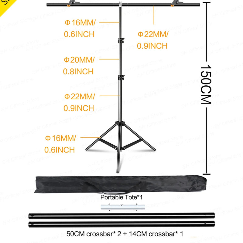 Photography T-Shape Backdrop Background Stand Frame Support System Kit For Photo Studio Video Chroma Key Green Screen With Stand