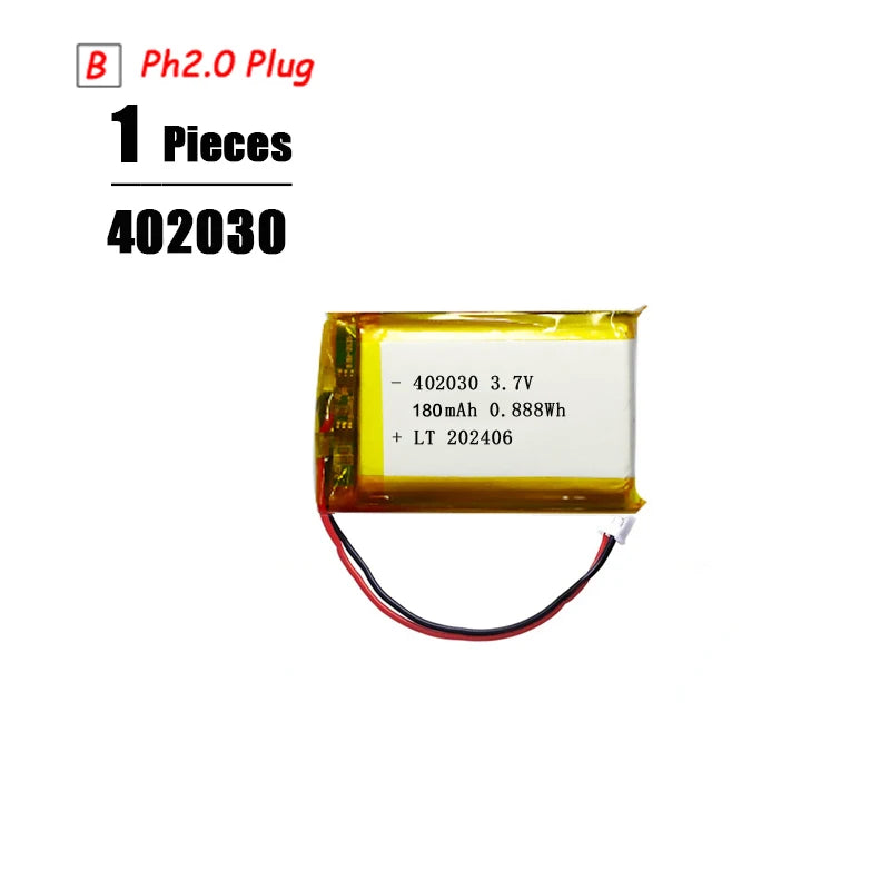 3.7V Lipo Battery Ph2.0 Plug Rechargeable Lithium Battery 3.7V For PS4 Humidifiers GPS Navigation  Bluetooth Speaker MP3 MP4