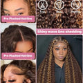 40 44 Inch Curly Highlight Wig Human Hair Deep Wave 13x6 HD Frontal Wig 4/27 Honey Blond 13x4 Water Wave Lace Front Wigs Raw Human Hair Wigs For Black Women 250% Pre Plucked Natural Hairline