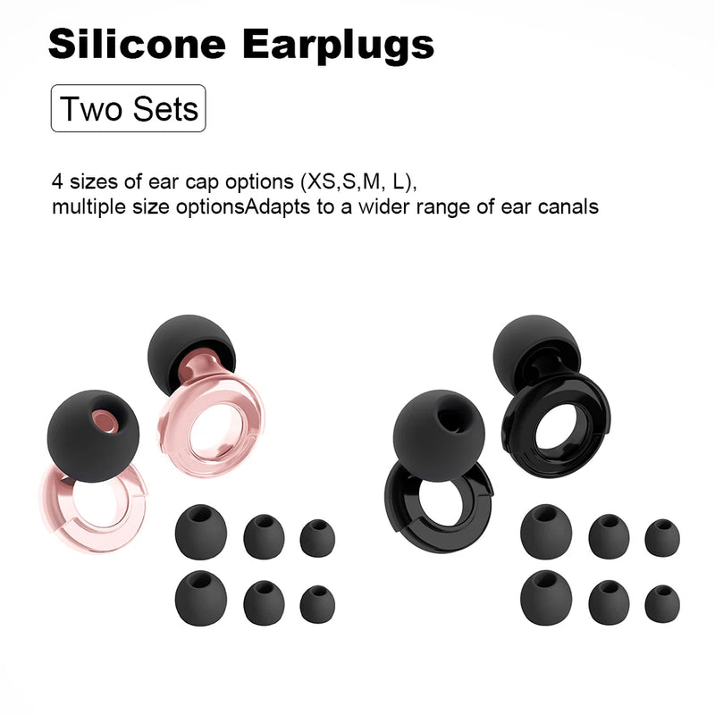 Quiet Ear Plugs for Noise Reduction – Super Soft, Reusable Hearing Protection for Sleep,Swim, Work 8 Ear Tips in XS/S/M/L