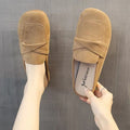 Women's New Spring Summer Style Plus Size Mules Soft Leather Soft Sole Flat Heel Closed Toe Half Slip On Outdoor