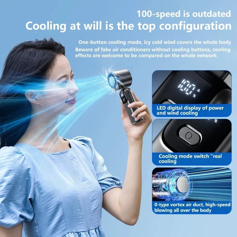 MIJIA Electric Fan Refrigeration Handheld Portable Desktop Outdoor Digital Display High-speed Folding Neck Hanging Fan NEW