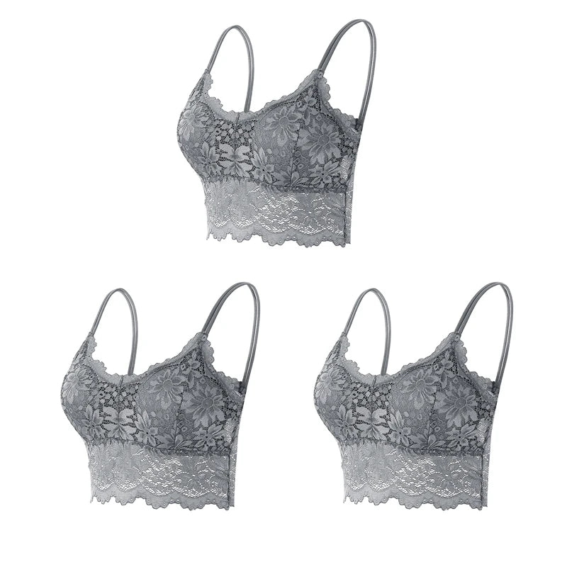 Women's Lace Bras Top Comfortable Bralette Solid Color - Visuel 15 | SAMAG