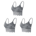 3PCS Women's Lace Bras Top Comfortable Bralette Solid Color Sexy Underwear Vest Female Hollow Out Wireless Lingerie Seamless Bra